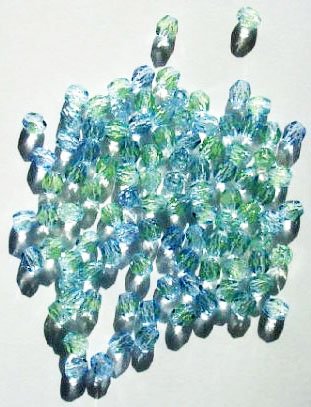 100 4mm Faceted Two Tone Light Green and Light Blue Firepolish Beads