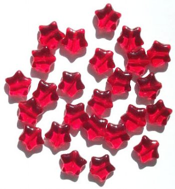25 12mm Transparent Red Star Beads