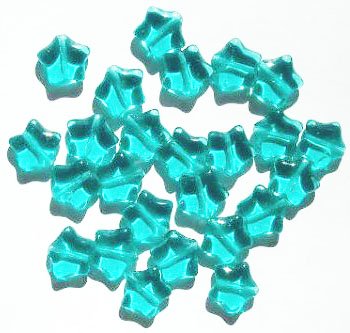 25 12mm Transparent Turquoise Star Beads