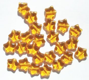 25 12mm Transparent Topaz Star Beads