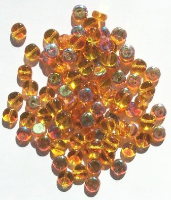100 6x3mm Transparent Topaz AB Glass Disk Beads