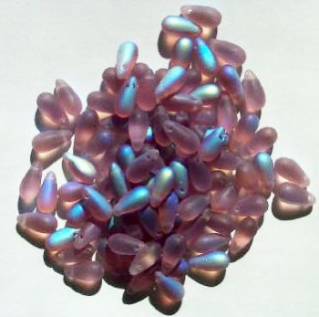 50 5x10mm Transparent Matte Light Amethyst AB Drop Beads