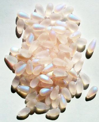 50 5x10mm Transparent Matte Rosaline AB Drop Beads
