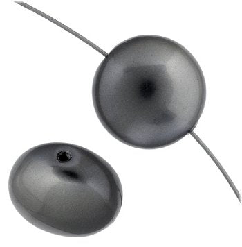 1, 16mm Dark Grey Swarovski Coin Pearl Bead