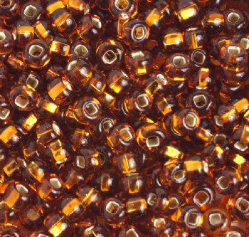 20 Gram Vial of 2/0 Silver Lined Dark Topaz Seed Beads