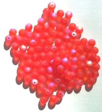 50 6mm Transparent Matte Orange AB Round Beads
