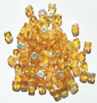 100 5mm Transparent Topaz AB Cube Beads