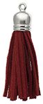Pack of 4, 5.5cm Red and Silver Faux Suede Tassels