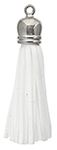 Pack of 4, 5.5cm White and Silver Faux Suede Tassels