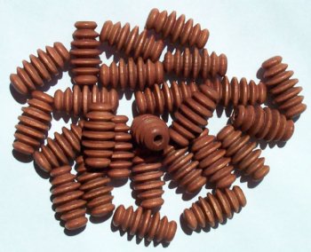 25 17x9mm Light Brown Ridged Oval Wood Beads