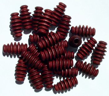25 17x9mm Mahogany Ridged Oval Wood Beads
