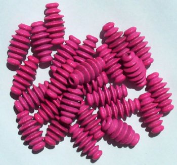 25 17x9mm Pink Ridged Oval Wood Beads