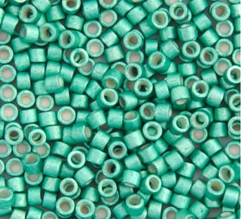 DB-1182 5.2 Grams of 11/0 Opaque Semi Matte Dyed Galvanized Dark Mint Green Delica Beads