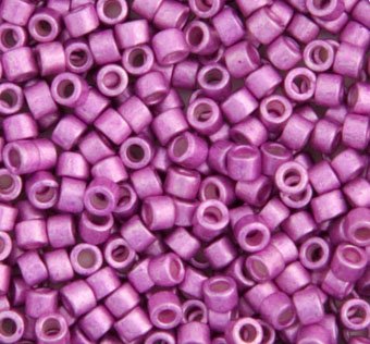 DB-1184 5.2 Grams of 11/0 Opaque Semi Matte Dyed Galvanized Magenta Delica Beads