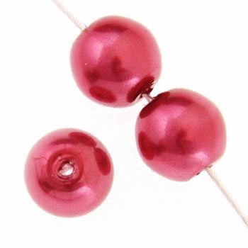 16 inch strand of 6mm Red Round Glass Pearl Beads