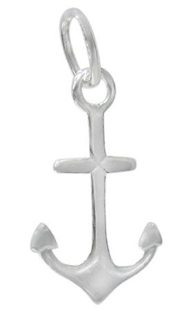 1, 12x12mm Sterling Silver Anchor Charm Pendant