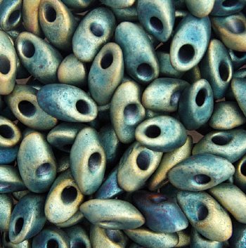 LM2008 - 10 Grams Matte Blue Green Metallic Frost 4x7mm Long Miyuki Magatama Drop Beads