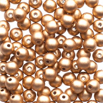 100 4mm Matte Metallic Bright Gold Round Beads