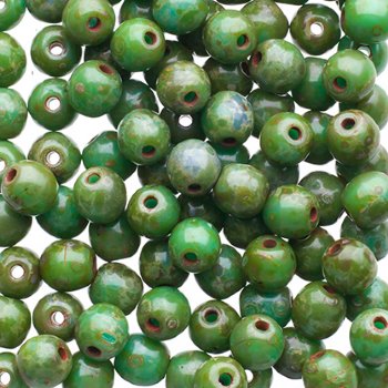 100 4mm Opaque Turquoise Green Travertine Round Beads