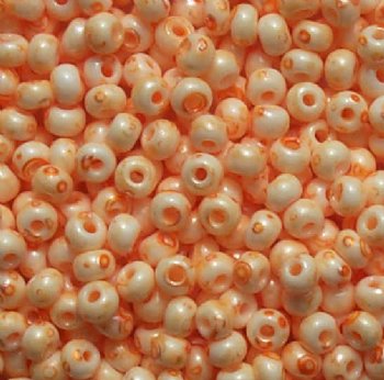 50g of White & Orange Terra Melafyr 6/0 Seed Beads