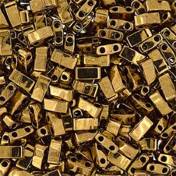 TLHC-0457 5.2 Grams Opaque Metallic Bronze Half Cut Two Hole Miyuki Tila Beads