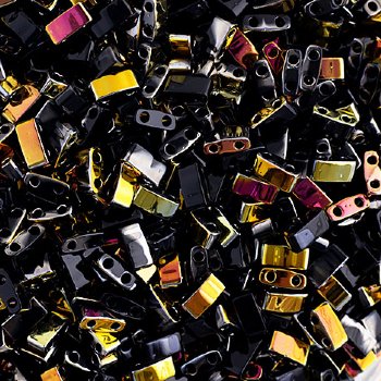 TLHC-4560 5.2 Grams Opaque Black Marea Half Cut Two Hole Miyuki Tila Beads