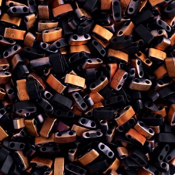 TLHC-4562 5.2 Grams Opaque Matte Black Sunset Half Cut Two Hole Miyuki Tila Beads