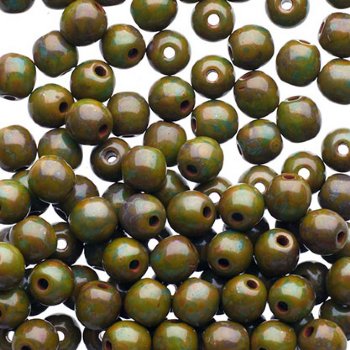 100 4mm Opaque Blue Travertine Round Glass Beads