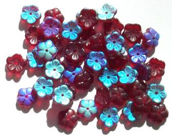 50 3x8mm Matte Garnet AB Cupped Flower Beads