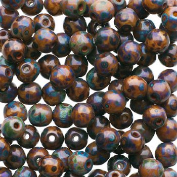 100 4mm Opaque Ivory Travertine Round Glass Beads