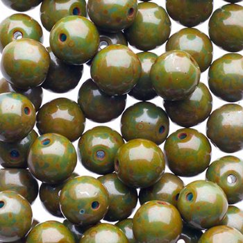 50 6mm Opaque Blue Travertine Round Glass Beads