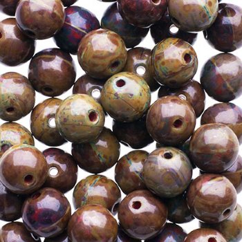 50 6mm Opaque Red Travertine Round Glass Beads