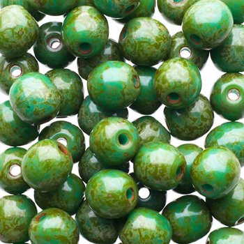 50 6mm Opaque Turquoise Green Travertine Round Glass Beads