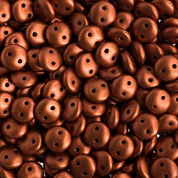 50 6mm Matte Copper Two Hole Glass Lentil Beads