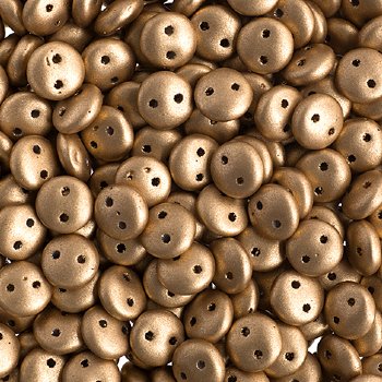 50 6mm Matte Gold Two Hole Glass Lentil Beads