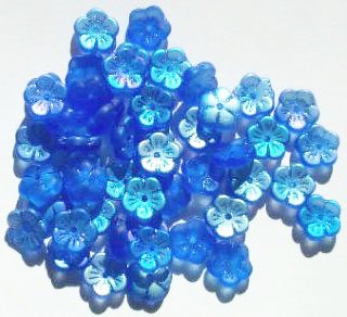 50 3x8mm Transparent Matte Sapphire AB Cupped Flower Beads