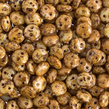50 6mm Butter Pecaon Two Hole Glass Lentil Beads