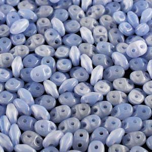 DUO-531010 - 10 Grams Milky Opal Blue 2.5x5mm Superduo Beads