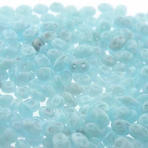 DUO-561000 - 10 Grams Milky Opal Aqua 2.5x5mm Superduo Beads