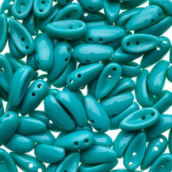 25, 4x11mm Opaque Turquoise Czech Glass Chilli Beads