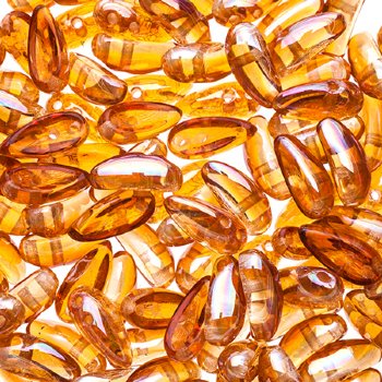 25, 4x11mm Transparent Crystal Apricot Czech Glass Chilli Beads