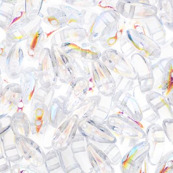 25, 4x11mm Transparent Crystal AB Czech Glass Chilli Beads
