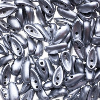 25, 4x11mm Crystal Metallic Silver Glass Chilli Beads