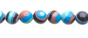 8 Inch Strand of Global Chic Reconstructed Stone 6mm Round Beads - Abstract Blue & Brown