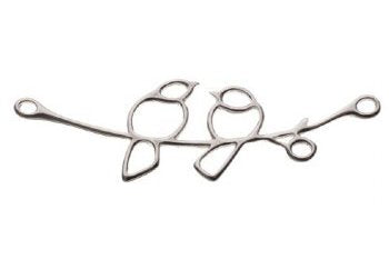 SS4160 1, 35x12mm Sterling Silver Lovebirds on a Branch Connector Bar / Link