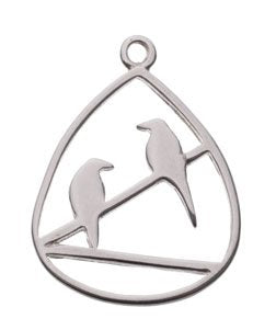 SS5062 1, 20x15mm Sterling Silver Birds on a Wire Pendant