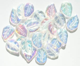 25 14mm Crystal AB Leaf Beads