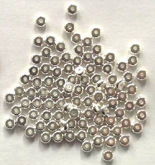 100 2x4mm Bright Silver Plated Metal Rondelle Beads