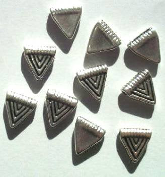 10 10mm Antique Silver Metal Triangle Beads