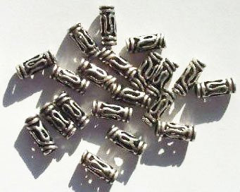 20 12x5mm Antique Silver Bali Style Metal Tube Beads